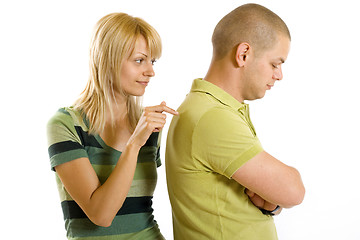 Image showing young boy angry on his girlfriend