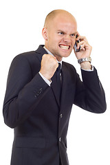 Image showing happy young businessman on cell phone