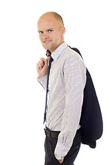 Image showing business man with his coat on the shoulder