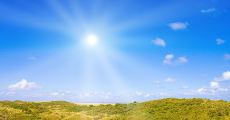 Image showing Idyllic dunes with sunlight