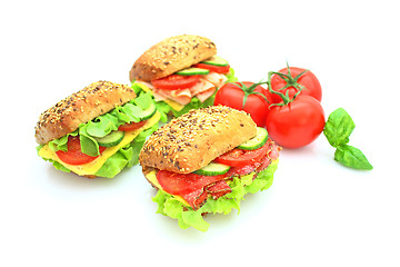 Image showing Fresh sandwich with vegetables