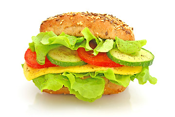 Image showing Fresh sandwich with cheese and vegetables