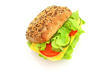 Image showing Fresh sandwich with cheese and vegetables