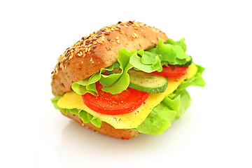 Image showing Fresh sandwich with cheese and vegetables