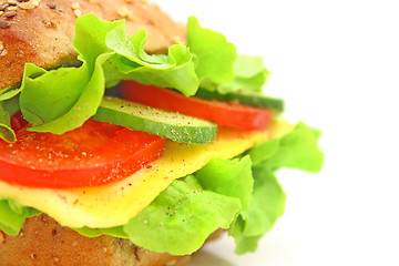 Image showing Fresh sandwich with cheese and vegetables