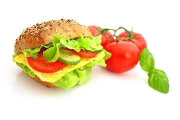 Image showing Fresh sandwich with cheese and vegetables