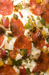 Image showing supreme pizza pepperoni sausage fire roasted peppers