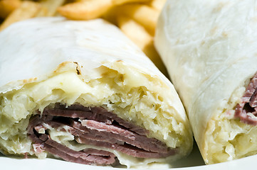 Image showing corn beef reuben sandwich wrap