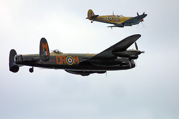 Image showing Lancaster bomber and spitfire