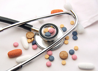 Image showing Stethoscope & Drugs