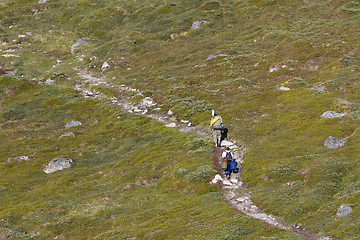 Image showing Tourists hiking