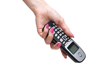 Image showing Feminine hand with telephon