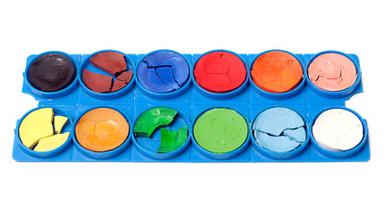 Image showing Plastic palette with watercolor