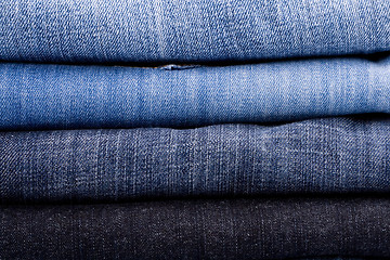 Image showing stack of blue jeans