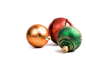 Image showing three glass christmas balls