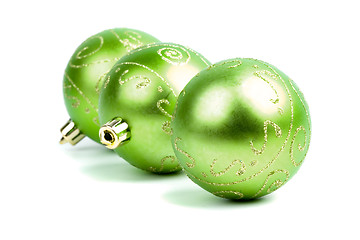 Image showing three green christmas balls