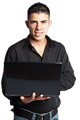 Image showing Hispanic businessman with laptop