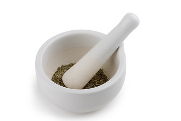 Image showing Bowl of herbs