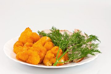 Image showing Rosted cauliflower with chiken meat and dill