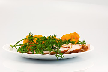 Image showing Rosted cauliflower with chiken meat and dill