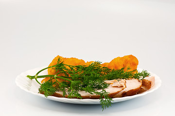 Image showing Rosted cauliflower with chiken meat and dill