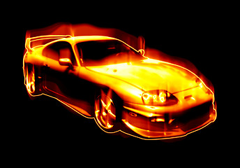 Image showing Fiery Blazing Sports Car 