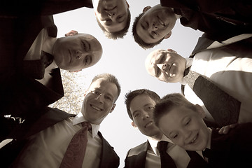 Image showing Groomsmen Huddle