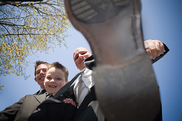 Image showing Funny Groomsman Stomping