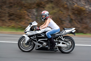 Image showing Blonde Biker Girl