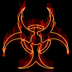 Image showing Fiery Biohazard Over Black