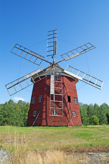 Image showing Old wooden windmill