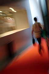 Image showing Woman walking indoor