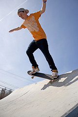 Image showing Skateboarder on a Ramp