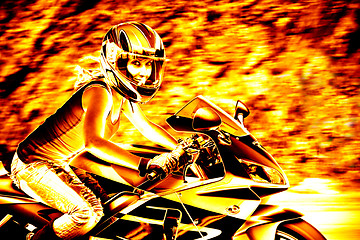 Image showing Flaming Biker Girl