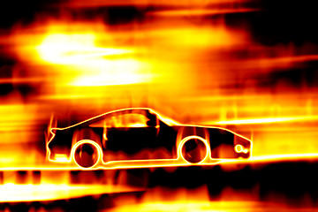 Image showing Fiery Blazing Sports Car 
