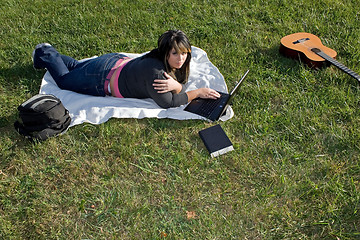 Image showing Woman Using a Laptop