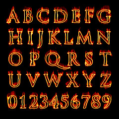 Image showing Flaming Alphabet and Numbers