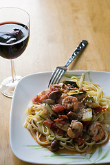 Image showing Shrimp with Pasta Dish