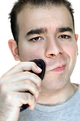 Image showing Young Man Shaving