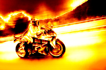 Image showing Flaming Biker Girl