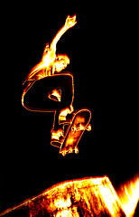 Image showing Fiery Skateboarder