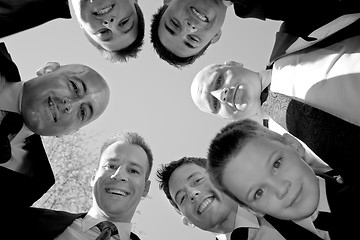 Image showing Groomsmen Huddle