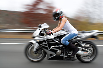 Image showing Blonde Biker Girl