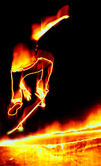 Image showing Skateboarder On Fire