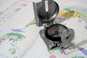 Image showing Photo of Compass with map