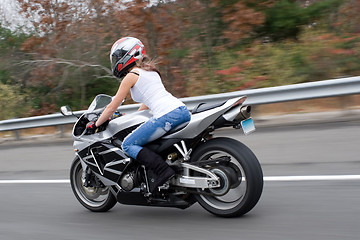 Image showing Blonde Biker Girl