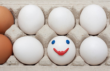 Image showing Egg in packing, smile
