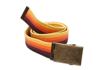 Image showing Colour striped cloth brass buckle