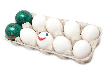 Image showing Egg plasticine smile and green balls