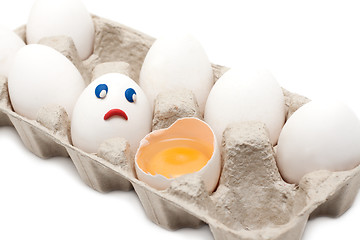 Image showing Egg looks at broken person